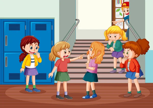 School Bullying Student Cartoon Characters Illustration — Archivo Imágenes Vectoriales