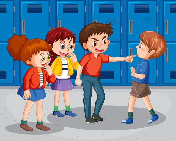 School Bullying Student Cartoon Characters Illustration — Stockvector