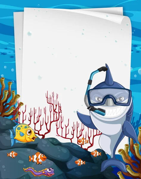 Unterwassertier Mit Leerer Banner Illustration — Stockvektor