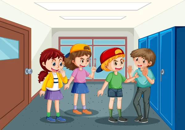 School Bullying Student Cartoon Characters Illustration 스톡 일러스트레이션