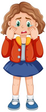 Sad girl with face expression illustration