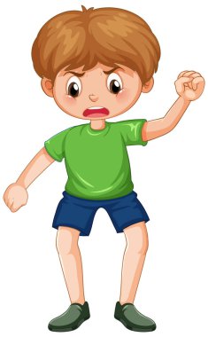 A boy with angry face cartoon character illustration