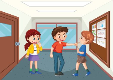 Çocuklar için okul sahnesi illüstrasyonu
