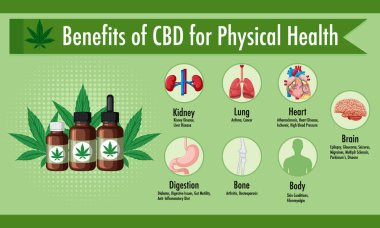 Benefits of CBD for physical health diagram illustration