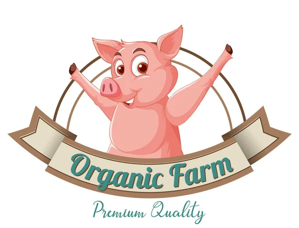 Pig Cartoon Character Logo Pork Products Illustration — Image vectorielle