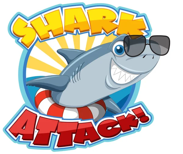 Schriftdesign Für Wörter Hai Angriff Illustration — Stockvektor