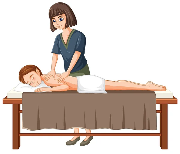 Woman Getting Back Massage Spa Illustration — Stock Vector