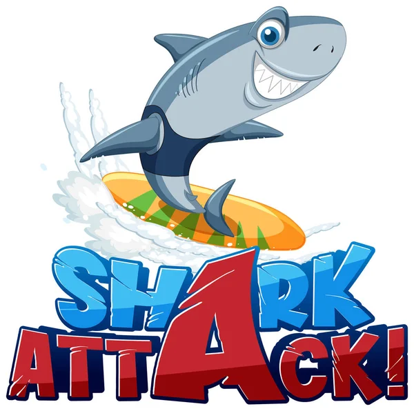 Köpekbalığı Saldırısı Illüstrasyonları Için Yazı Tipi Tasarımı — Stok Vektör