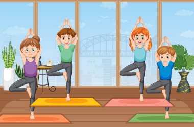 Yoga ve meditasyon örnekleri uygulayan insanlar