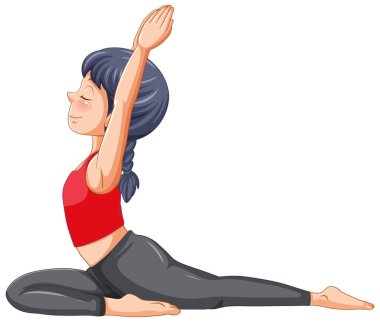 A girl doing yoga cartoon character illustration