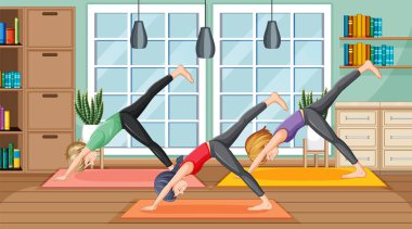 Yoga ve meditasyon örnekleri uygulayan insanlar