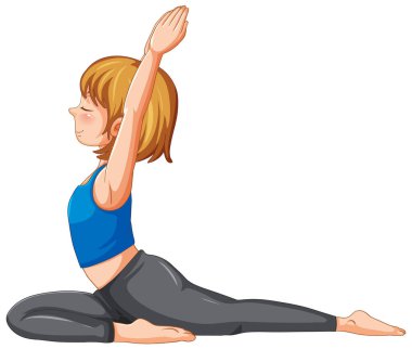 A girl doing yoga cartoon character illustration