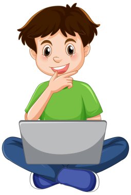 A man using laptop cartoon illustration