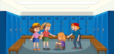 School bullying with student cartoon characters illustration