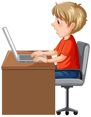 A man using laptop cartoon illustration