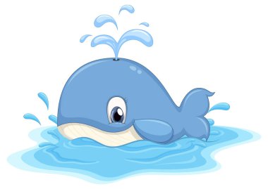 Cute whale cartoon character illustration