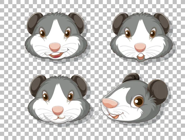 Set Cute Hamster Heads Illustration — Vettoriale Stock