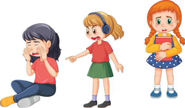 Bullying Kids Cartoon Character Vector Illustration — Stock Vector