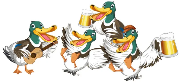 野鸭群派对插图 — 图库矢量图片