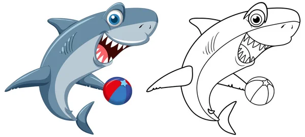 Doodle Animal Character Shark Illustration — Stock Vector