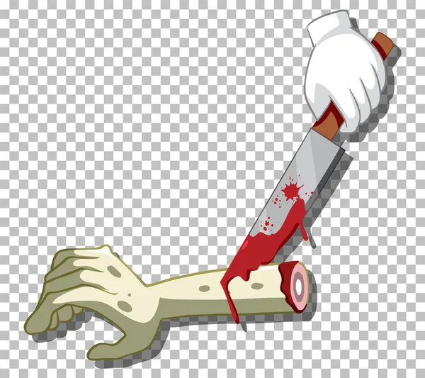 Zombie Mão Desenho Animado Estilo Ilustração — Vetor de Stock