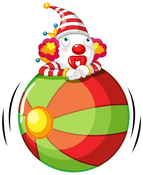 Clown Rolling Ball Cartoon Illustration — Stock Vector