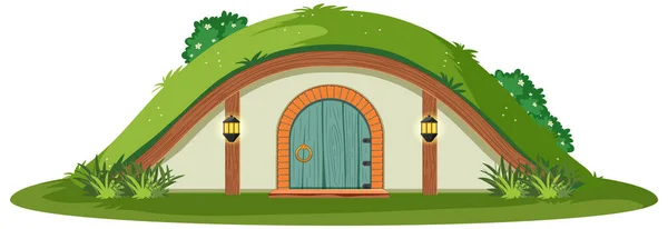 Casa Hobbit Isolada Fundo Branco Ilustração —  Vetores de Stock