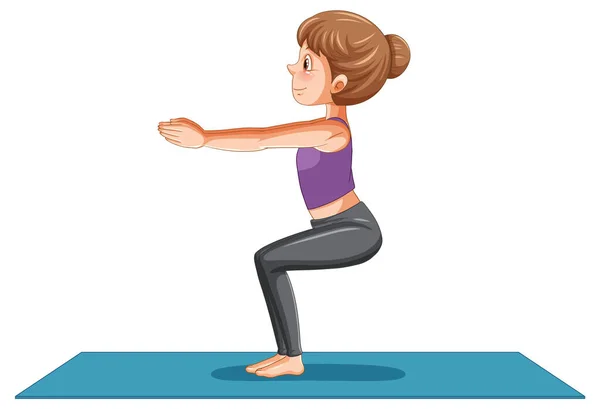 Woman Practicing Yoga Mat Illustration — Stock Vector