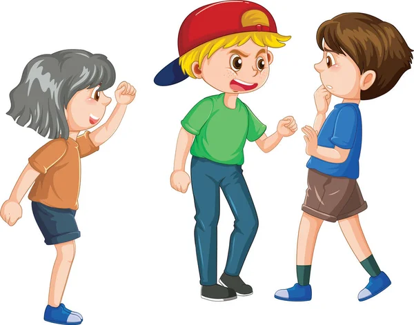 Bullismo Bambini Cartone Animato Personaggio Vettoriale Illustrazione — Vettoriale Stock