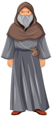 Beyaz arkaplan illüstrasyonunda bir sihirbaz çizgi film karakteri