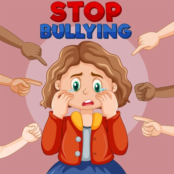 Sad girl surrounded by pointing fingers illustration