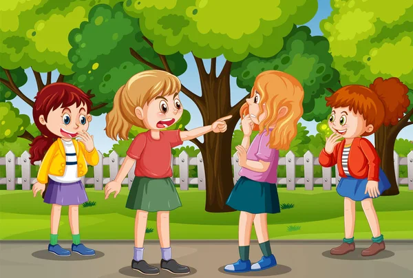 Girl Bullied Other Kids Illustration — Stock vektor