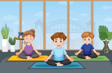 Yoga ve meditasyon örnekleri uygulayan insanlar