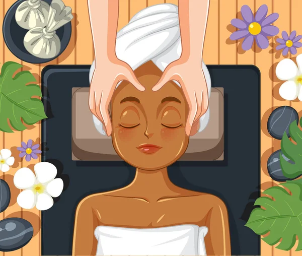 Woman Getting Facial Massage Spa Illustration — Stock Vector