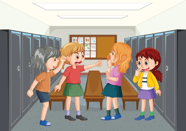 Pesterijen Kids School Scene Illustratie — Stockvector