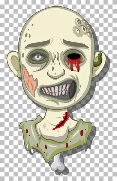 Assustador Zombie Cabeça Grade Fundo Ilustração —  Vetores de Stock