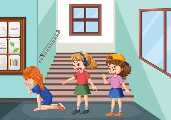 School Bullying Student Cartoon Characters Illustration — Wektor stockowy