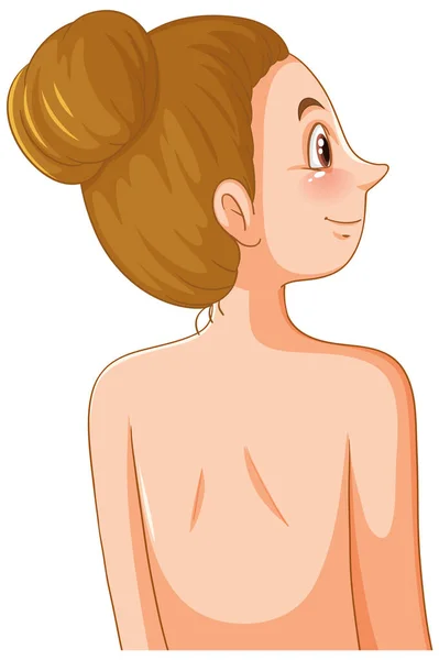 Parte Posterior Mujer Con Pelo Moño Ilustración — Vector de stock