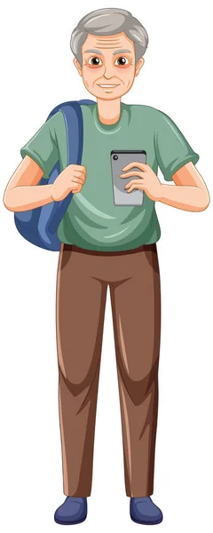 Ein Männlicher Senior Cartoon Figur Illustration — Stockvektor