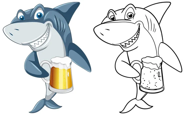 落書きサメの図の動物キャラクター — ストックベクタ