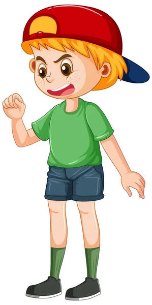 Boy Angry Face Cartoon Character Illustration — ストックベクタ