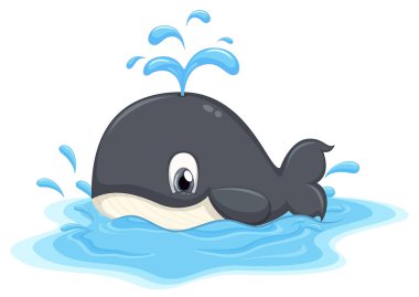 Cute whale cartoon character illustration