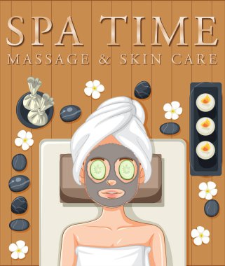 Spa masajı ve cilt bakımı poster çizimi