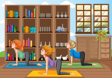 Yoga ve meditasyon örnekleri uygulayan insanlar