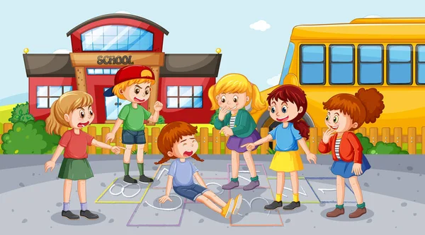 Kids Bullying School Illustration — Stockvektor