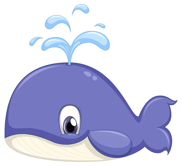 Cute Whale Cartoon Character Illustration — Vector de stock