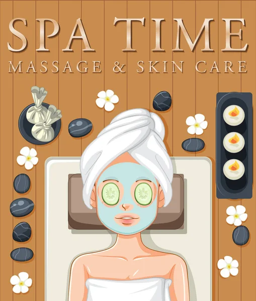 Spa Masaje Cuidado Piel Cartel Diseño Ilustración — Archivo Imágenes Vectoriales