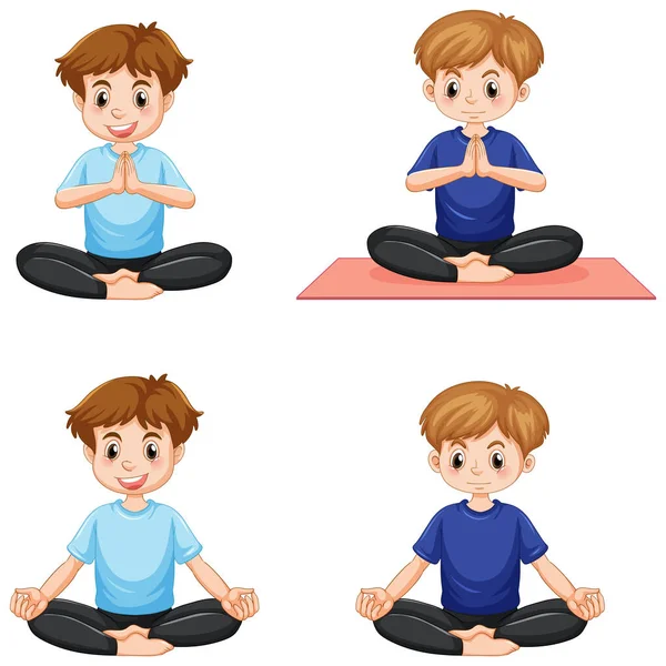 Set Yoga Postures Illustration — Stock Vector