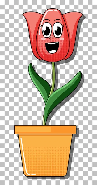 Flower Cartoon Character Pot Illustration — ストックベクタ