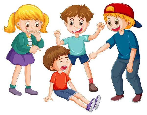 Boy Get Bullied Other Children Illustration — Stock Vector